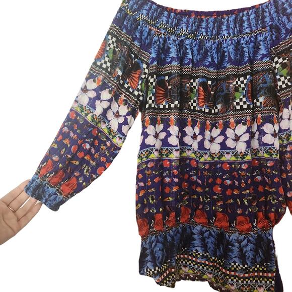 Desigual Off-the-shoulder Blouson Loose Fit Blouse, Elastic Waist, size M - Picture 10 of 11